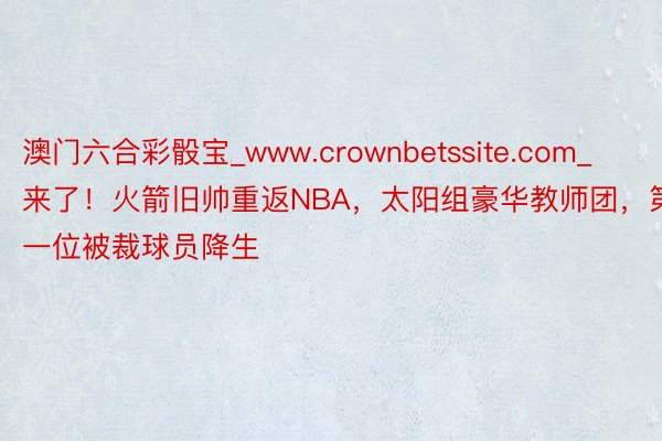 澳门六合彩骰宝_www.crownbetssite.com_来了！火箭旧帅重返NBA，太阳组豪华教师团，第一位被裁球员降生
