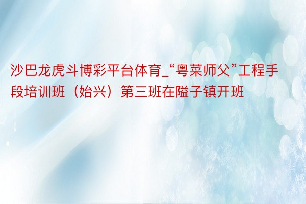 沙巴龙虎斗博彩平台体育_“粤菜师父”工程手段培训班（始兴）第三班在隘子镇开班